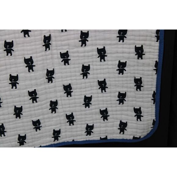 Aden + Anais Multi Layer Dream Blanket Quilt Stroller Black Blue Cat Star Bear - Picture 4 of 12